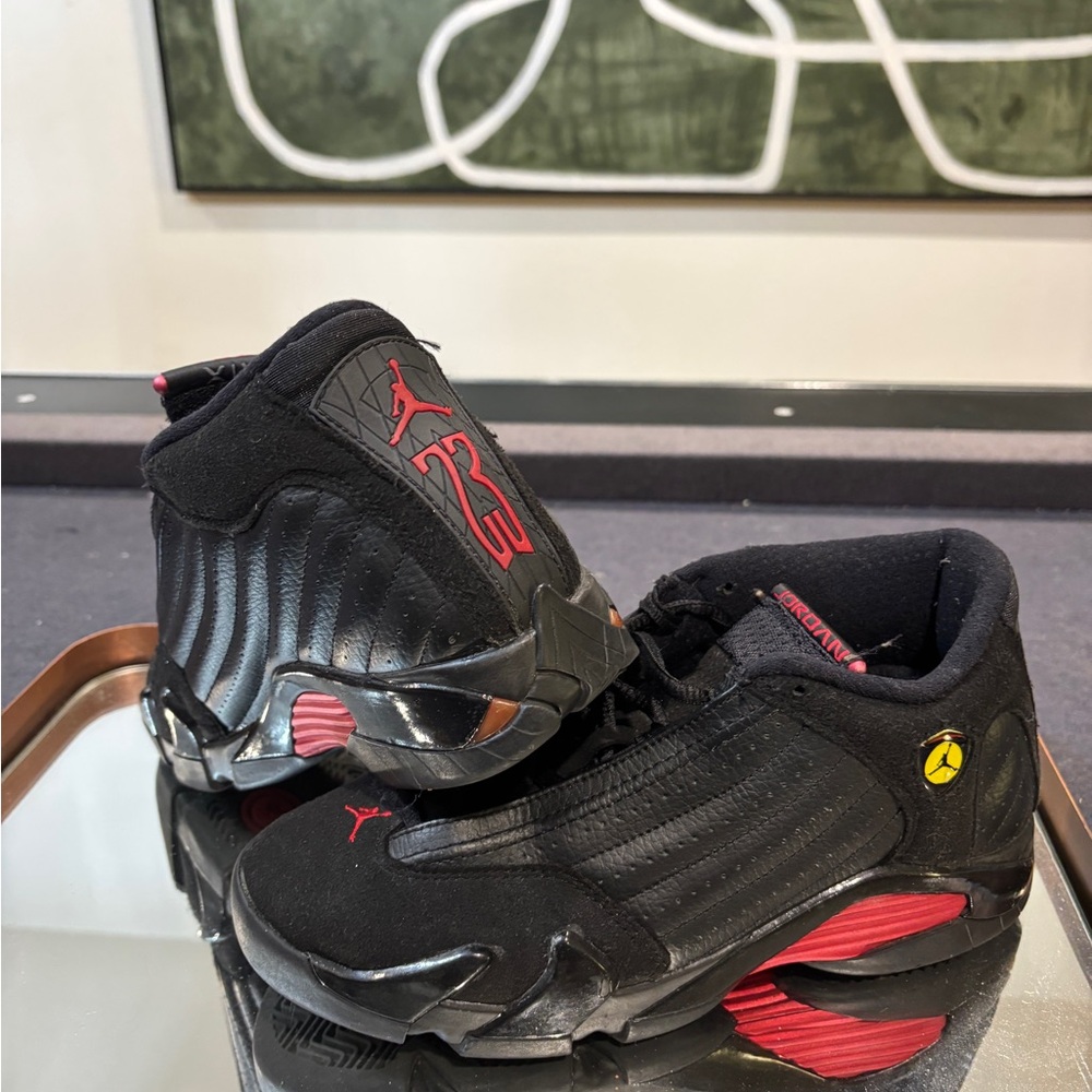 Authentic Jordan Black and Red retro 14 Athletic Shoes
